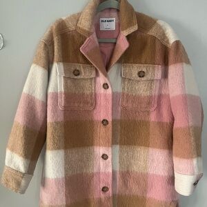Old Navy Checkered Jacket in Pink and Tan